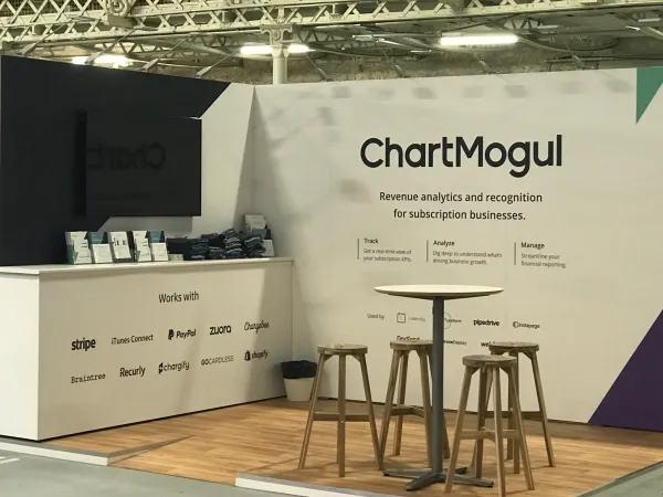 ChartMogul sponsor booth at SaaStock Europe 2018
