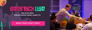 SaaStock USA banner, linking to USA tickets page.