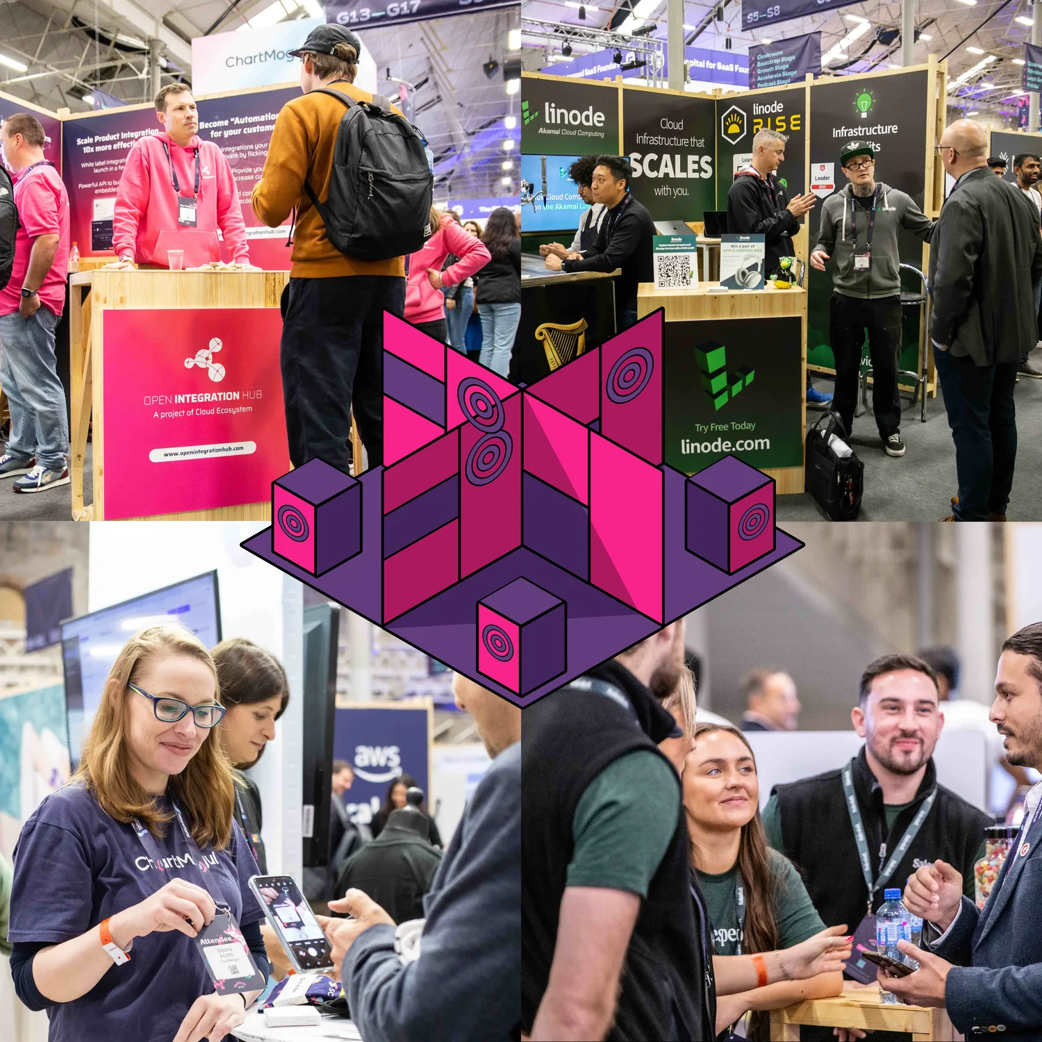 Quadrant with photos of SaaStock events