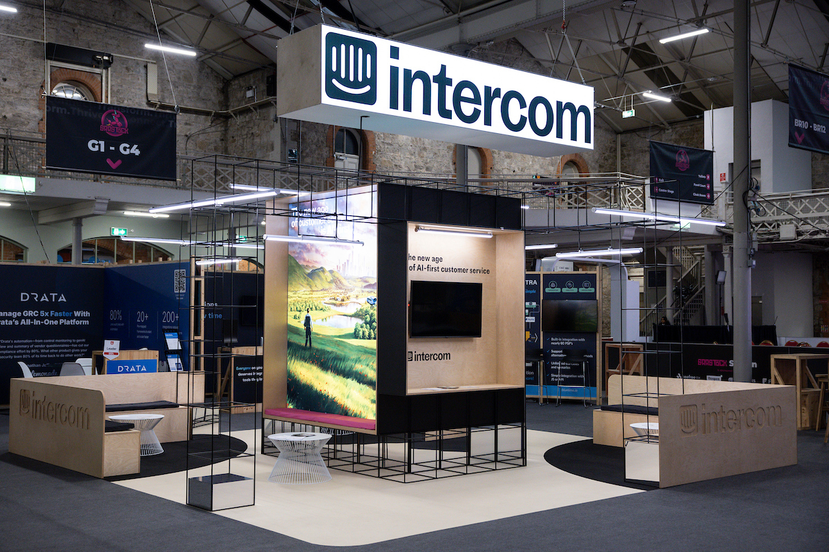 Intercom booth at SaaStock Europe 2024